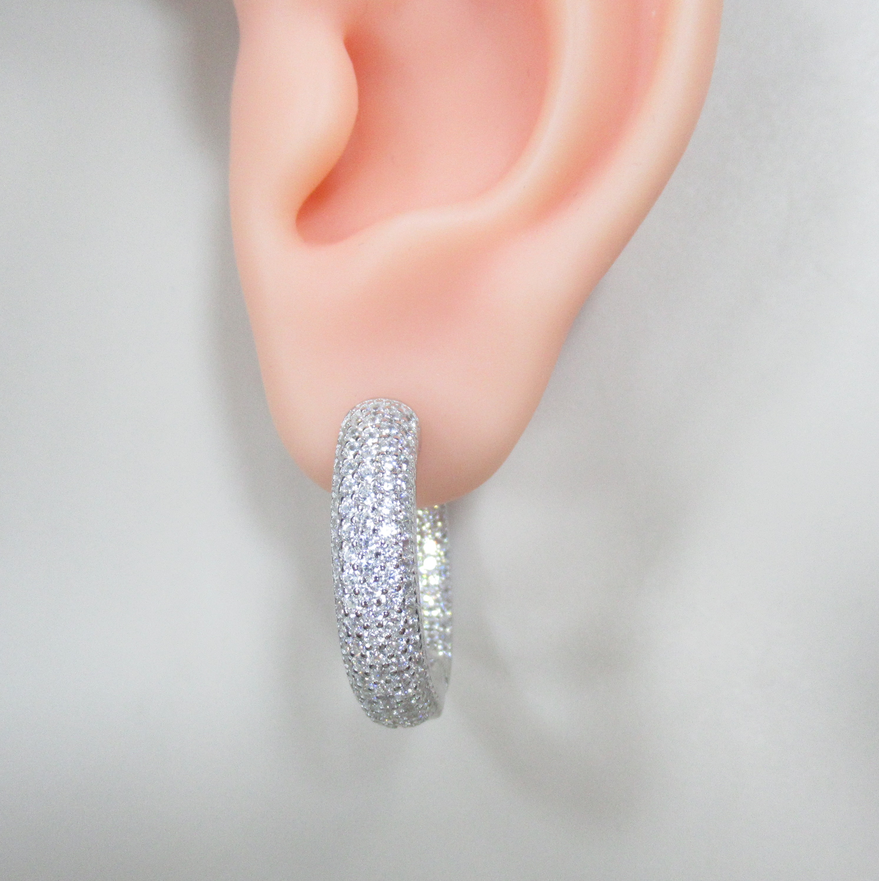 Серебряные серьги-конго с кубическим цирконием